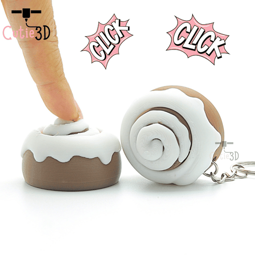 👌 Cutie3D Cozy Cinnamon Roll Keycap Fidget Clicker Keychain